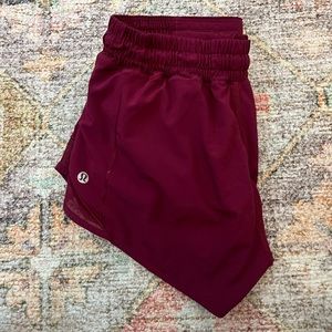 Maroon Lululemon 2.5” Hotty Hot Shorts